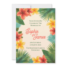 Tropische Hibiscus Bloemen Bruiloftsinvatie