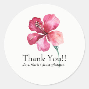 Tropische Hibiscus Bloemen Trouwgunst Ronde Sticker
