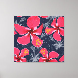 Tropische Hibiscus Bloemen Zomer Design Canvas Afdruk