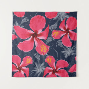 Tropische Hibiscus Bloemen Zomer Design Wandkleed