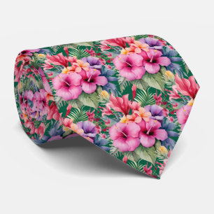 Tropische Hibiscus Bloemen Zomer Stropdas