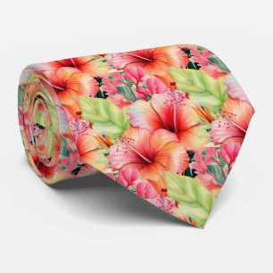 Tropische Hibiscus Bloemen Zomer Stropdas