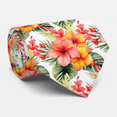 Tropische Hibiscus Bloemen Zomer Stropdas (Opgerold)