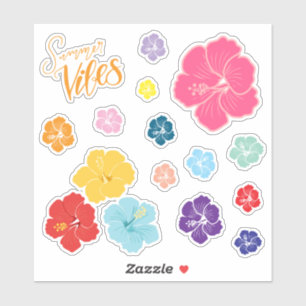 Tropische Hibiscus Bloemen & Zomer Vibes Pakket va Sticker
