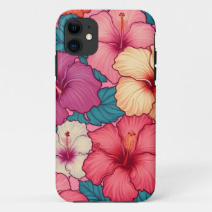 Tropische hibiscus bloemenpatroon iPhone 11 hoesje
