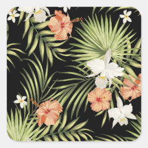 Tropische hibiscus: bloemmotief vierkante sticker
