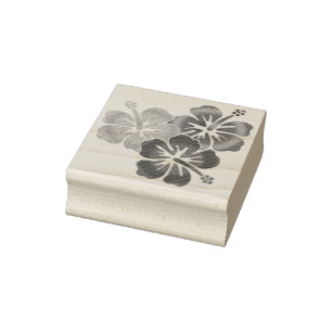 Tropische Hibiscus blooms trio gradiënten gekleur Rubberstempel
