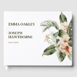 Tropische hibiscus boho pastel Bruiloft Gastenboek
