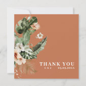 Tropische hibiscus boho pastel "Dank u" Kaart (Voorkant)