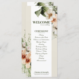 Tropische hibiscus boho pastel huwelijksprogramma programma