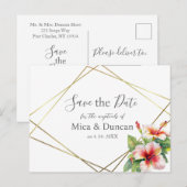 Tropische Hibiscus bruiloft Save the Date Briefkaart (Voorkant / Achterkant)