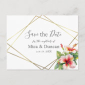 Tropische Hibiscus bruiloft Save the Date Briefkaart (Voorkant)
