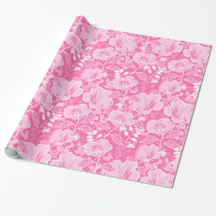 Tropische hibiscus & Butterflies Shades of Pink Cadeaupapier