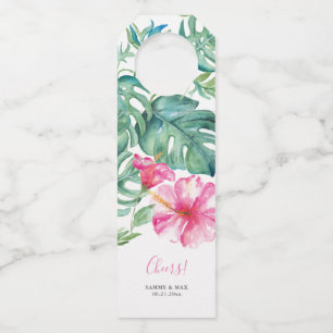 Tropische Hibiscus Cheers Wedding Wine Labels