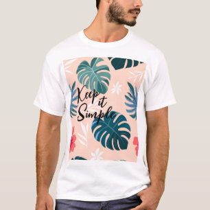 Tropische Hibiscus en Monstera Bladpatroon T-shirt