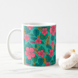Tropische Hibiscus en Palmblad Patroon Koffiemok