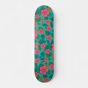 Tropische Hibiscus en Palmblad Patroon Skateboard