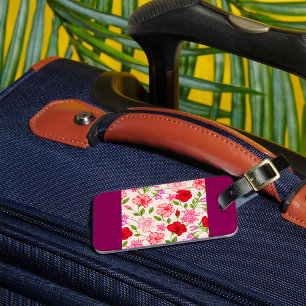 Tropische Hibiscus en Plumeria Bloemenpatroon Bagagelabel