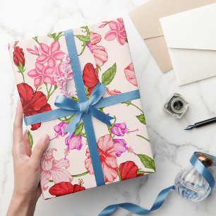 Tropische Hibiscus en Plumeria Bloemenpatroon Cadeaupapier