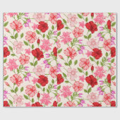 Tropische Hibiscus en Plumeria Bloemenpatroon Cadeaupapier (Vlak)