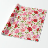 Tropische Hibiscus en Plumeria Bloemenpatroon Cadeaupapier (Uitgerold)