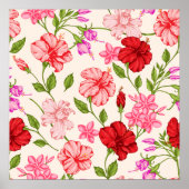 Tropische Hibiscus en Plumeria Bloemenpatroon Poster (Voorkant)