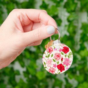 Tropische Hibiscus en Plumeria Bloemenpatroon Sleutelhanger