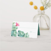 Tropische Hibiscus en Waterverf Greenery Wedding (Voorkant)