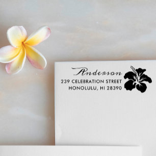 Tropische Hibiscus Familienaam & Retouradres Zelfinktende Stempel