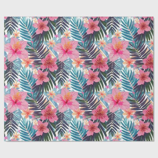 Tropische hibiscus floraal cadeaupapier (Vlak)