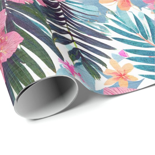Tropische hibiscus floraal cadeaupapier (Rol Hoek)