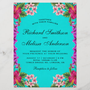 Tropische Hibiscus Floral Hawaiian Wedding Kaart