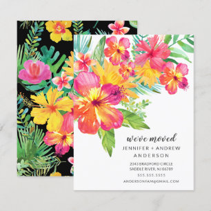 Tropische Hibiscus Floral Moving Announge Kaart