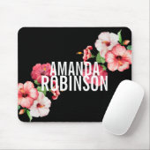 Tropische Hibiscus Florals Bold Text Muismat (Met muis)