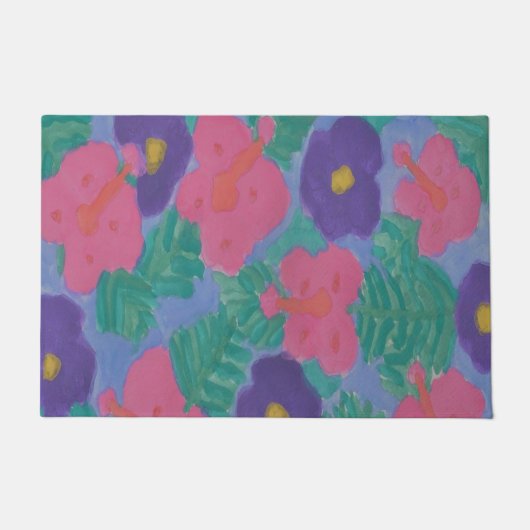 Tropische Hibiscus Flowers Cloth Deurmat (Voorkant)
