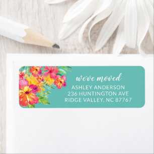 Tropische Hibiscus Flowers Nieuw adreslabel Etiket