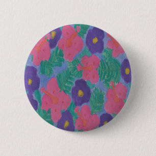 Tropische Hibiscus Flowers Ronde Button 5,7 Cm