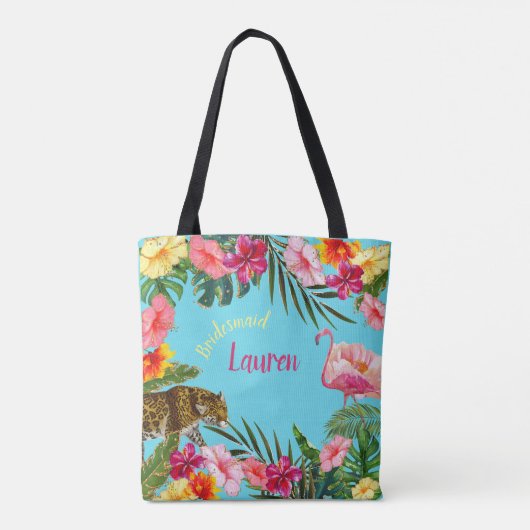 Tropische Hibiscus Full Print Canvas tas (Achterkant)
