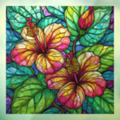 Tropische Hibiscus Glas in lood kunst Raamsticker (Vel 3)