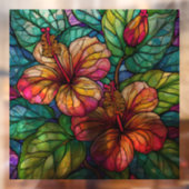 Tropische Hibiscus Glas in lood kunst Raamsticker (Vel 2)