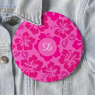 Tropische Hibiscus Hawaii Girly bloemenpatroon Ronde Button 6,0 Cm