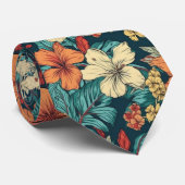 Tropische hibiscus Hawaiiaanse Plumeria bloemen Stropdas (Opgerold)