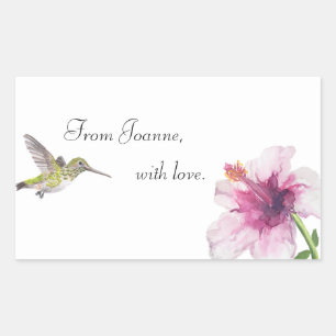 Tropische Hibiscus Hummingbird Label
