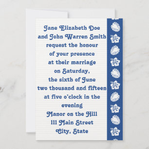 Tropische Hibiscus in Blue Wedding Invitation Kaart