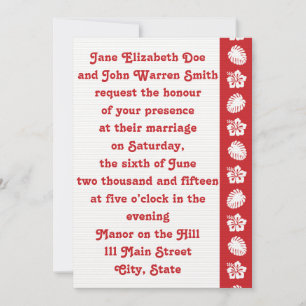 Tropische Hibiscus in Cherry Wedding Invitation Kaart