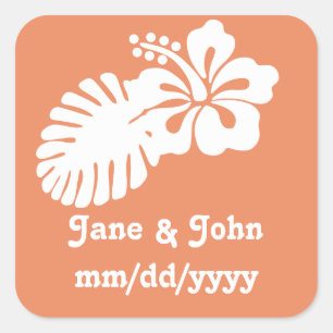 Tropische hibiscus in Coral Sticker
