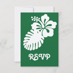 Tropische Hibiscus in Groene RSVP Kaart
