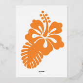 Tropische Hibiscus in Oranje Folie Uitnodiging (Achterkant)