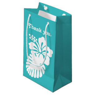Tropische Hibiscus in Turquoise Gift Bag Klein Cadeauzakje