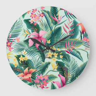 Tropische Hibiscus: naadloos bloemenpatroon Grote Klok